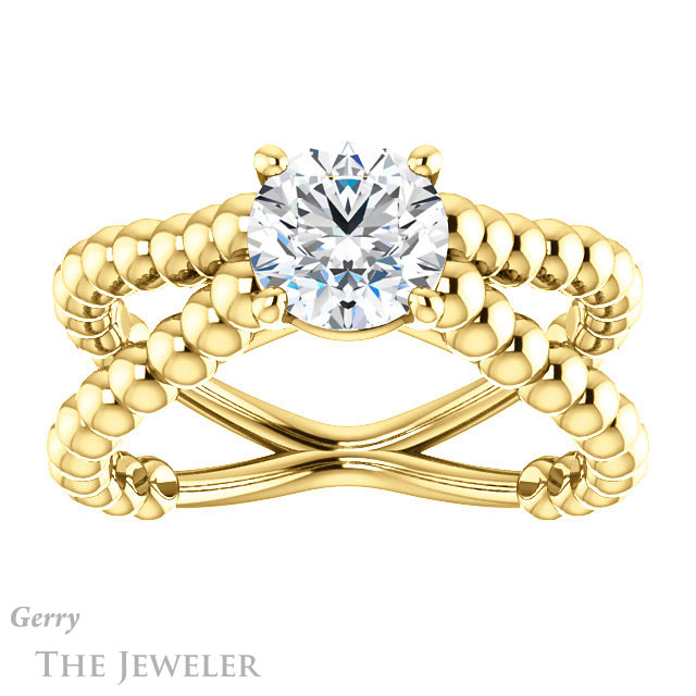 Round Cut Forever One Moissanite Engagement Ring #GTJ1024-round-fo-y