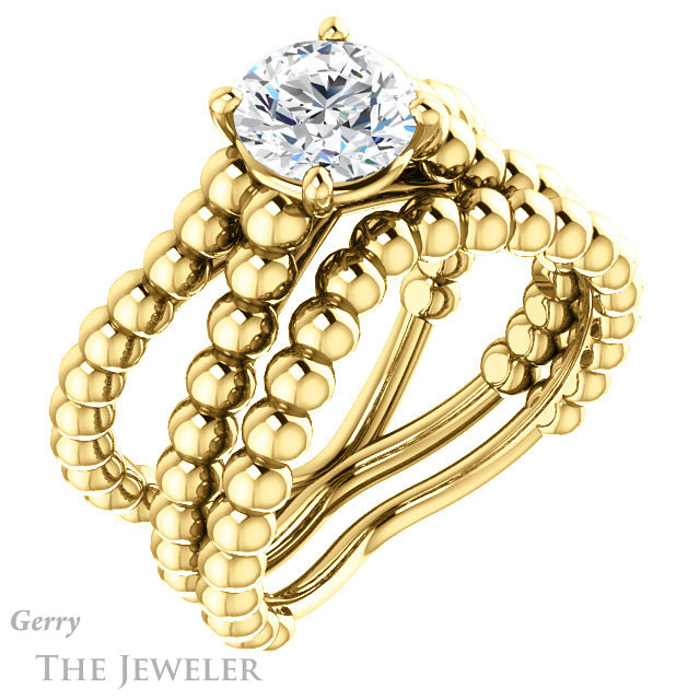 Round Cut Forever One Moissanite Engagement Ring #GTJ1024-round-fo-y