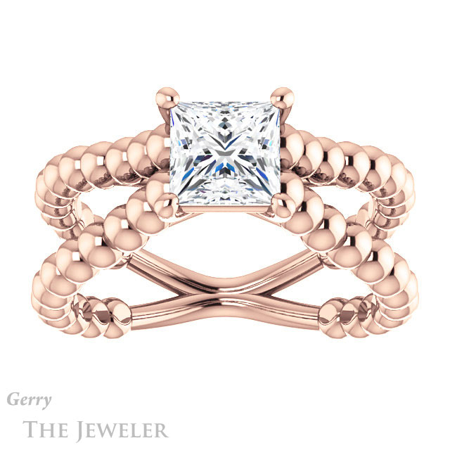 Princess Cut Forever One Moissanite Engagement Ring #GTJ1024-square-fo-r