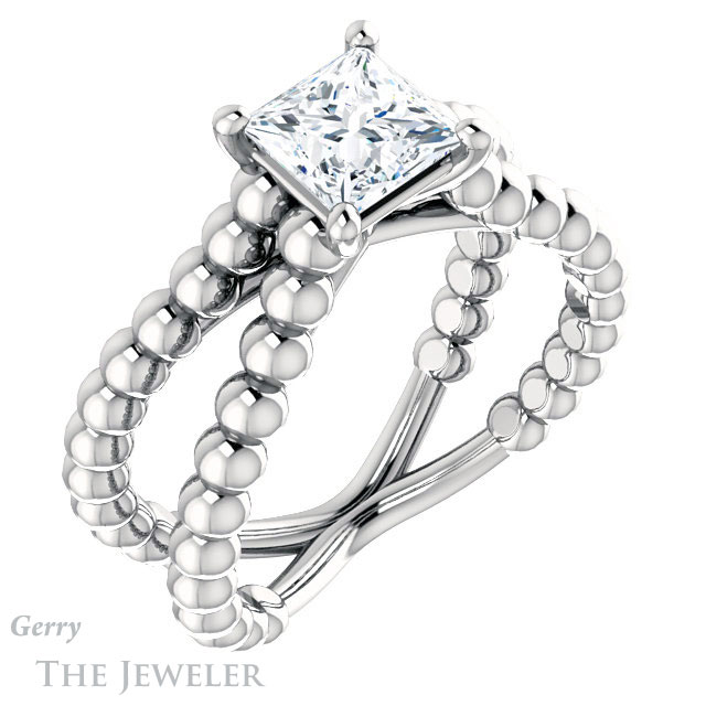 Princess Cut Forever One Moissanite Engagement Ring #GTJ1024-square-fo-w 4 Princess Cut Forever One Moissanite Engagement Ring #GTJ1024-square-fo-w