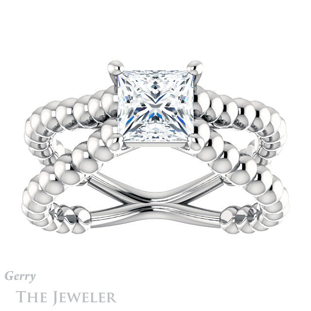Princess Cut Forever One Moissanite Engagement Ring #GTJ1024-square-fo-w 1 Princess Cut Forever One Moissanite Engagement Ring #GTJ1024-square-fo-w