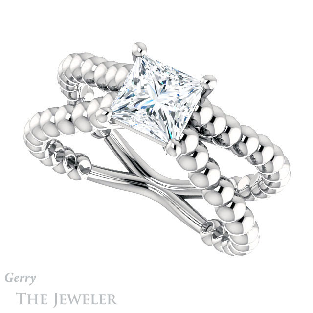 Princess Cut Forever One Moissanite Engagement Ring #GTJ1024-square-fo-w 5 Princess Cut Forever One Moissanite Engagement Ring #GTJ1024-square-fo-w