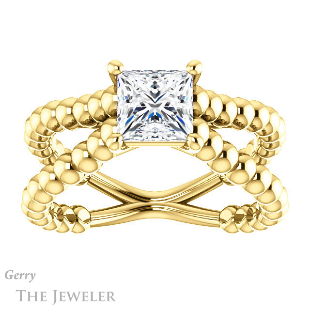 Princess Cut Forever One Moissanite Engagement Ring #GTJ1024-square-fo-y