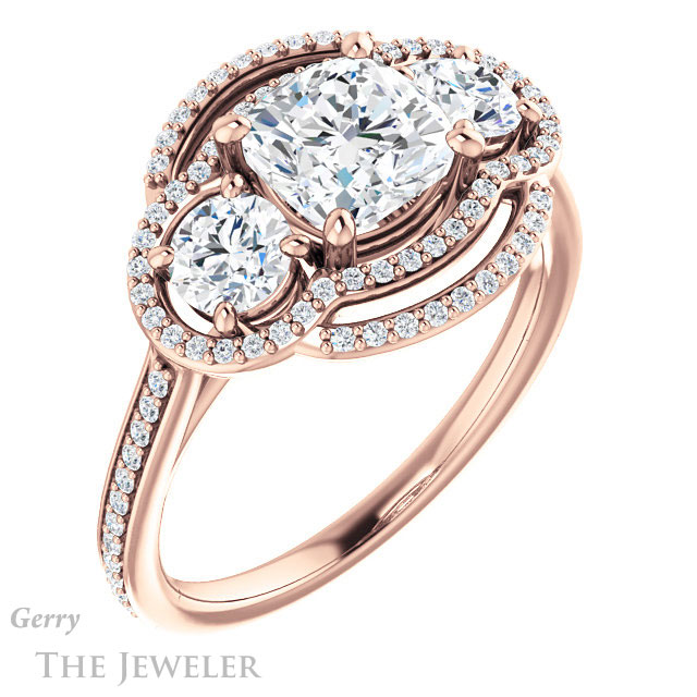 Cushion Cut Forever One Moissanite Engagement Ring #GTJ1025-cushion-fo-r | Gerry The Jeweler Cushion Cut Forever One Moissanite Engagement Ring #GTJ1025-cushion-fo-r