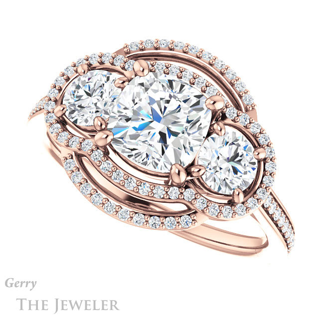 Cushion Cut Forever One Moissanite Engagement Ring #GTJ1025-cushion-fo-r | Gerry The Jeweler Cushion Cut Forever One Moissanite Engagement Ring #GTJ1025-cushion-fo-r