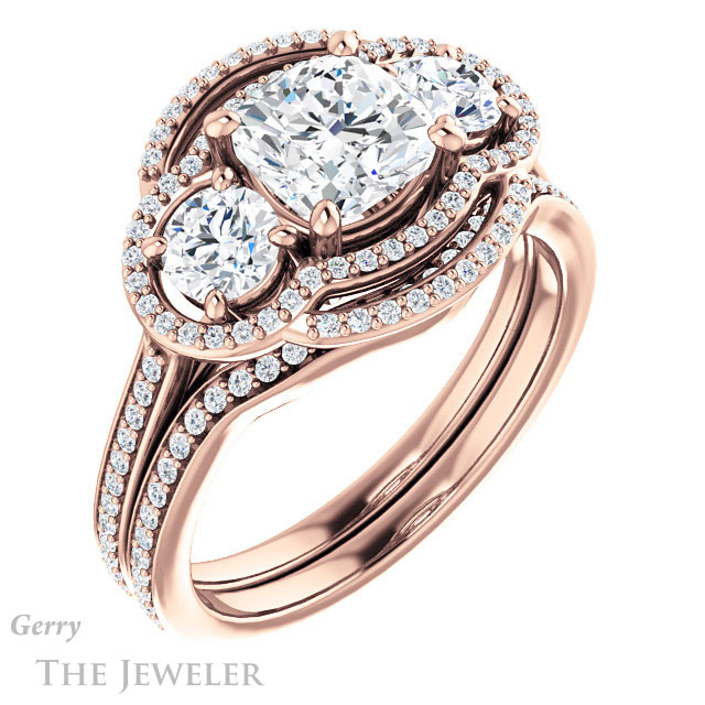 Cushion Cut Forever One Moissanite Engagement Ring #GTJ1025-cushion-fo-r | Gerry The Jeweler Cushion Cut Forever One Moissanite Engagement Ring #GTJ1025-cushion-fo-r