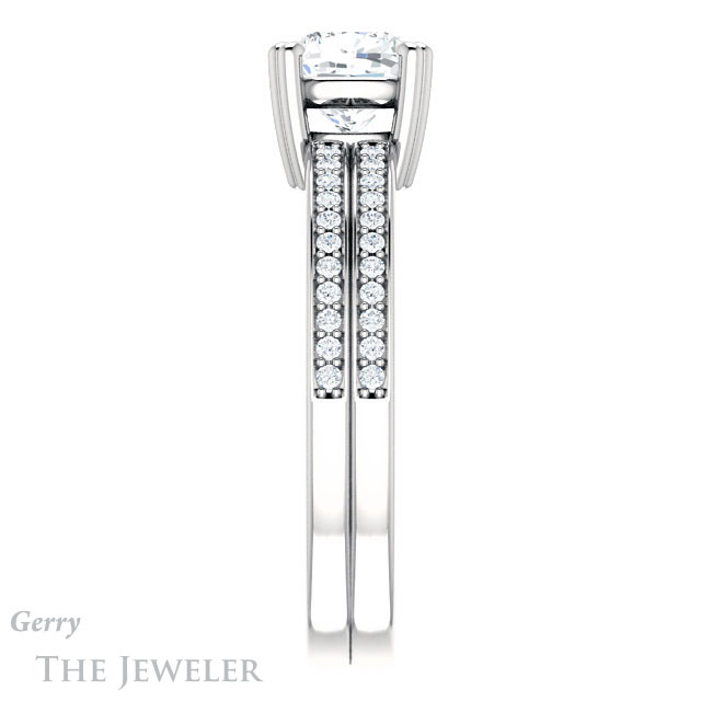 Cushion Cut Forever One Moissanite Engagement Ring #GTJ1027-cushion-fo-w