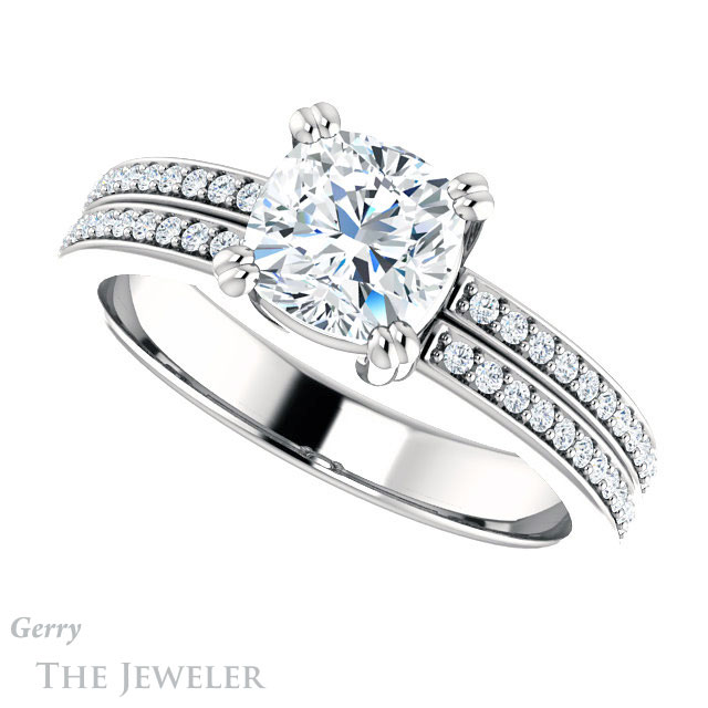 Cushion Cut Forever One Moissanite Engagement Ring #GTJ1027-cushion-fo-w