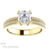 Cushion Cut Forever One Moissanite Engagement Ring #GTJ1027-cushion-fo-y