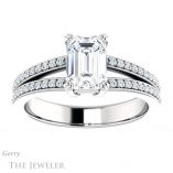 Emerald Cut Forever Brilliant Moissanite Engagement Ring #GTJ1027-emerald-fb-w