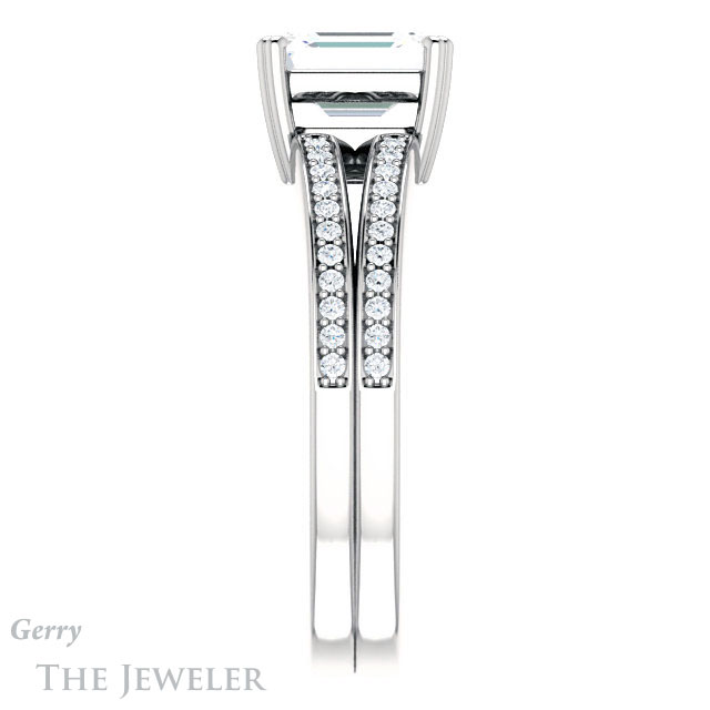 Emerald Cut Forever Brilliant Moissanite Engagement Ring #GTJ1027-emerald-fb-w