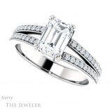 Emerald Cut Forever Brilliant Moissanite Engagement Ring #GTJ1027-emerald-fb-w
