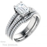 Emerald Cut Forever Brilliant Moissanite Engagement Ring #GTJ1027-emerald-fb-w