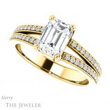 Emerald Cut Forever Brilliant Moissanite Engagement Ring #GTJ1027-emerald-fb-y