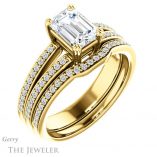 Emerald Cut Forever Brilliant Moissanite Engagement Ring #GTJ1027-emerald-fb-y
