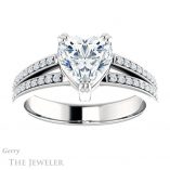 Heart Shaped Forever Brilliant Moissanite Engagement Ring #GTJ1027-heart-fb-w