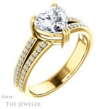 Heart Shaped Forever One Moissanite Engagement Ring #GTJ1027-heart-fb-y 4 Heart Shaped Forever Brilliant Moissanite Engagement Ring #GTJ1027-heart-fb-y