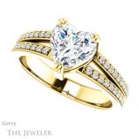 Heart Shaped Forever One Moissanite Engagement Ring #GTJ1027-heart-fb-y 5 Heart Shaped Forever Brilliant Moissanite Engagement Ring #GTJ1027-heart-fb-y