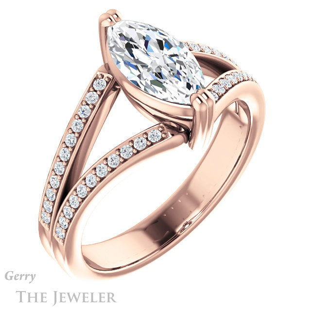 Marquise Cut Forever Brilliant Moissanite Engagement Ring #GTJ1027-marquise-fb-r