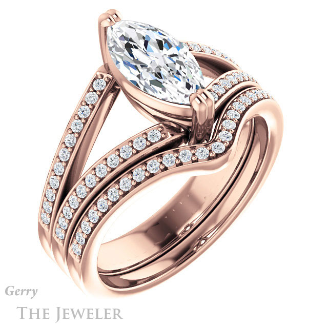 Marquise Cut Forever Brilliant Moissanite Engagement Ring #GTJ1027-marquise-fb-r