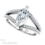 Marquise Cut Forever Brilliant Moissanite Engagement Ring #GTJ1027-marquise-fb-w