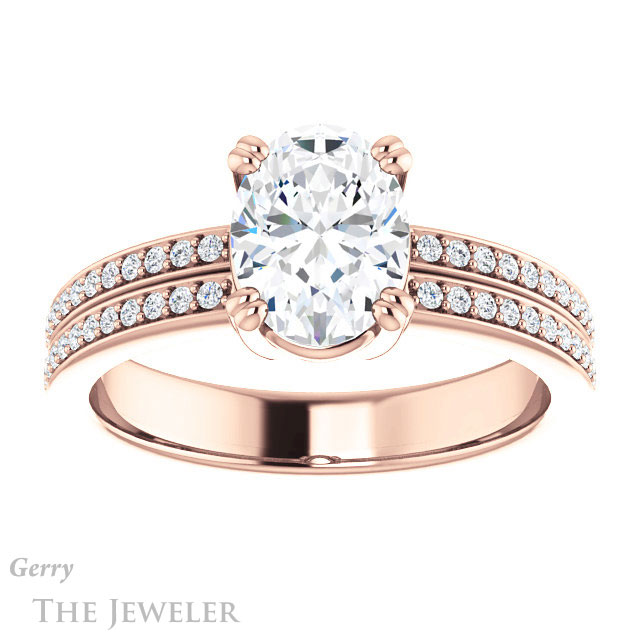 Oval Shaped Forever One Moissanite Engagement Ring #GTJ1027-oval-fo-r