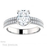 Oval Shaped Forever One Moissanite Engagement Ring #GTJ1027-oval-fo-w 1 Oval Shaped Forever One Moissanite Engagement Ring #GTJ1027-oval-fo-w