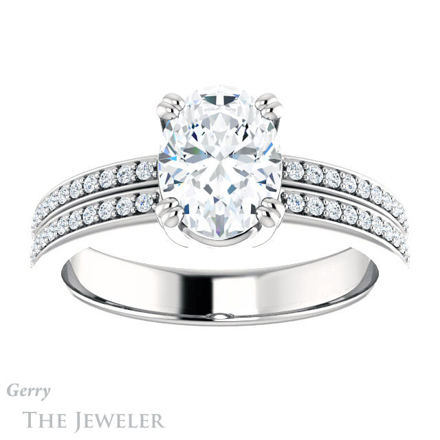 Oval Shaped Forever One Moissanite Engagement Ring #GTJ1027-oval-fo-w 1 Oval Shaped Forever One Moissanite Engagement Ring #GTJ1027-oval-fo-w