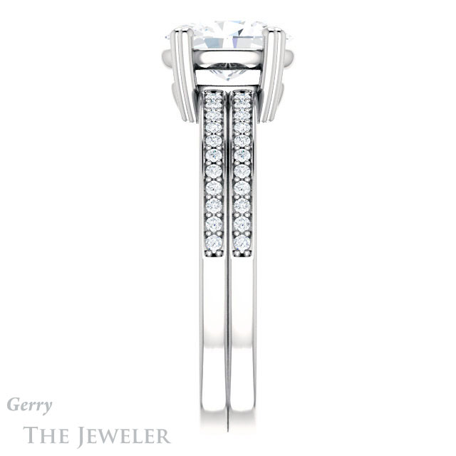 Oval Shaped Forever One Moissanite Engagement Ring #GTJ1027-oval-fo-w 3 Oval Shaped Forever One Moissanite Engagement Ring #GTJ1027-oval-fo-w