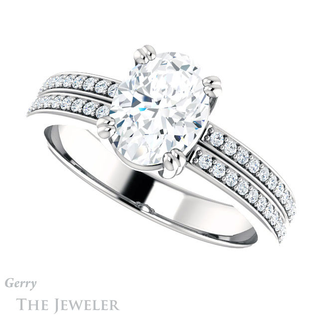 Oval Shaped Forever One Moissanite Engagement Ring #GTJ1027-oval-fo-w 5 Oval Shaped Forever One Moissanite Engagement Ring #GTJ1027-oval-fo-w