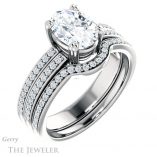 Oval Shaped Forever One Moissanite Engagement Ring #GTJ1027-oval-fo-w 6 Oval Shaped Forever One Moissanite Engagement Ring #GTJ1027-oval-fo-w