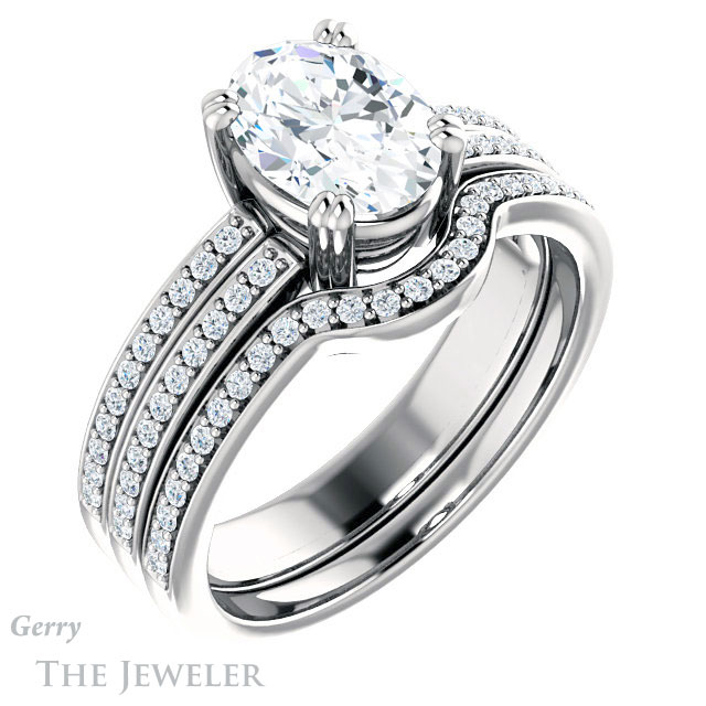 Oval Shaped Forever One Moissanite Engagement Ring #GTJ1027-oval-fo-w 6 Oval Shaped Forever One Moissanite Engagement Ring #GTJ1027-oval-fo-w