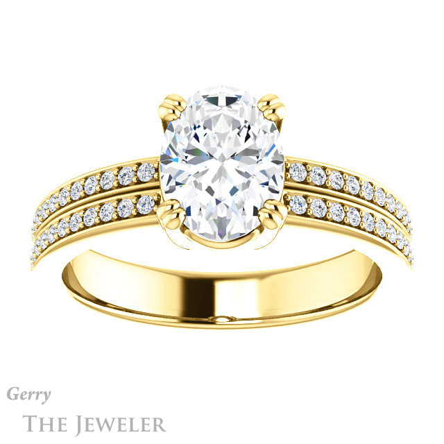 Oval Shaped Forever One Moissanite Engagement Ring #GTJ1027-oval-fo-y 1 Oval Shaped Forever One Moissanite Engagement Ring #GTJ1027-oval-fo-y