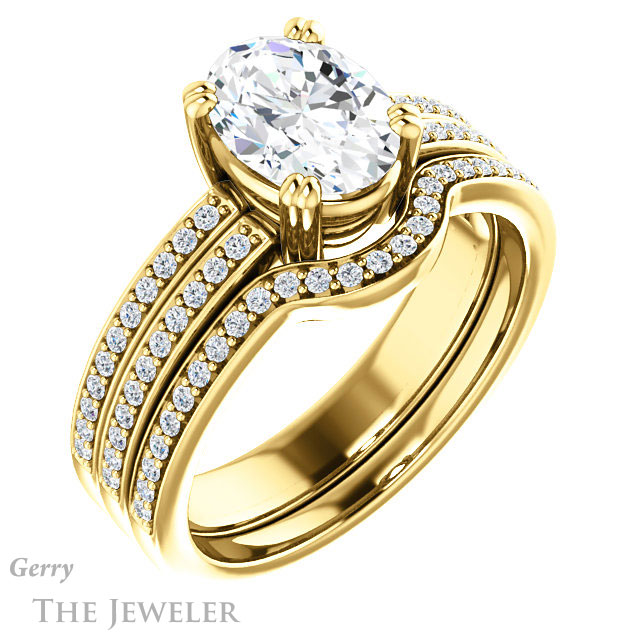Oval Shaped Forever One Moissanite Engagement Ring #GTJ1027-oval-fo-y 6 Oval Shaped Forever One Moissanite Engagement Ring #GTJ1027-oval-fo-y