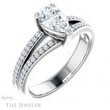 Pear Shaped Forever Brilliant Moissanite Engagement Ring #GTJ1027-pear-fb-w