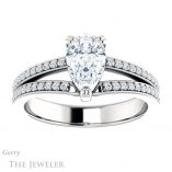 Pear Shaped Forever Brilliant Moissanite Engagement Ring #GTJ1027-pear-fb-w