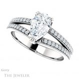 Pear Shaped Forever Brilliant Moissanite Engagement Ring #GTJ1027-pear-fb-w
