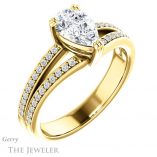 Pear Shaped Forever Brilliant Moissanite Engagement Ring #GTJ1027-pear-fb-y