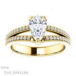 Pear Shaped Forever Brilliant Moissanite Engagement Ring #GTJ1027-pear-fb-y