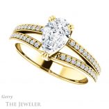 Pear Shaped Forever Brilliant Moissanite Engagement Ring #GTJ1027-pear-fb-y