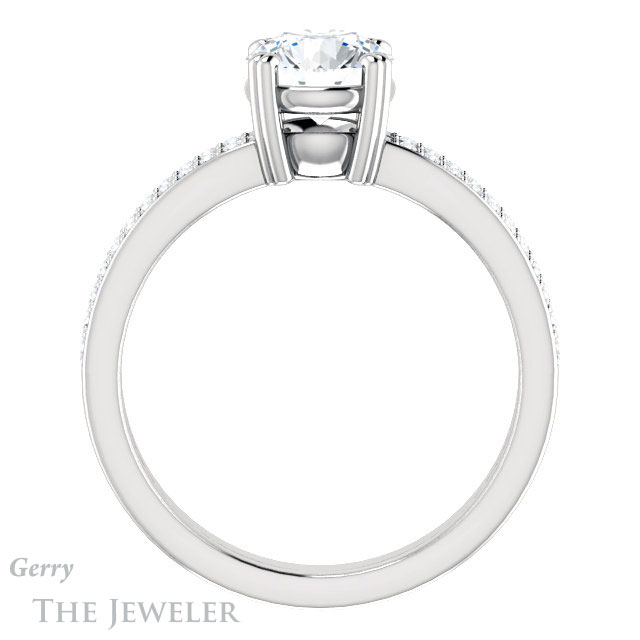 Round Cut Forever One Moissanite Engagement Ring #GTJ1027-round-fo-w