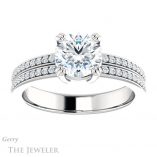 Round Cut Forever One Moissanite Engagement Ring #GTJ1027-round-fo-w
