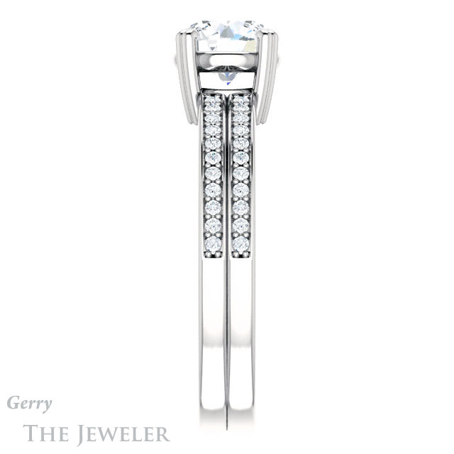 Round Cut Forever One Moissanite Engagement Ring #GTJ1027-round-fo-w