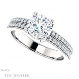 Round Cut Forever One Moissanite Engagement Ring #GTJ1027-round-fo-w