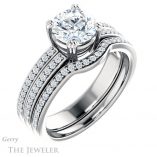 Round Cut Forever One Moissanite Engagement Ring #GTJ1027-round-fo-w