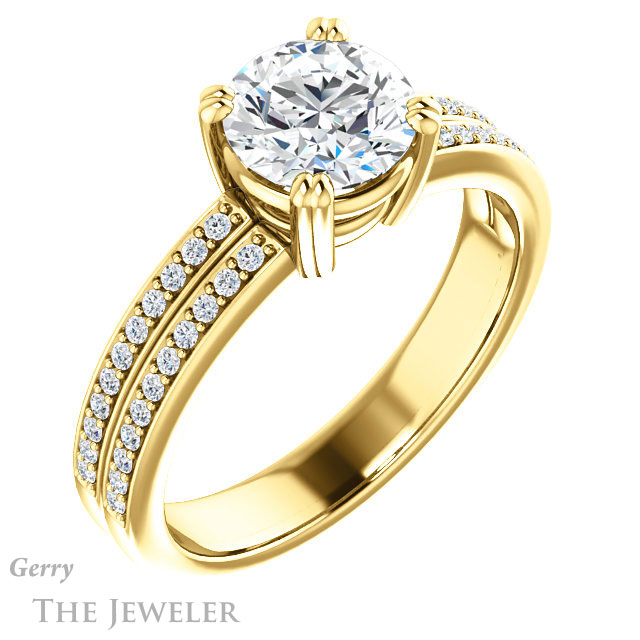 Round Cut Forever One Moissanite Engagement Ring #GTJ1027-round-fo-y