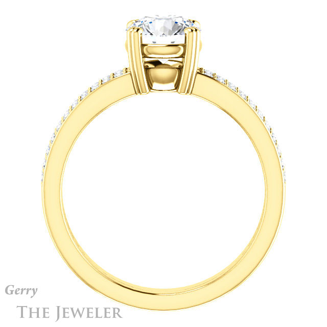 Round Cut Forever One Moissanite Engagement Ring #GTJ1027-round-fo-y