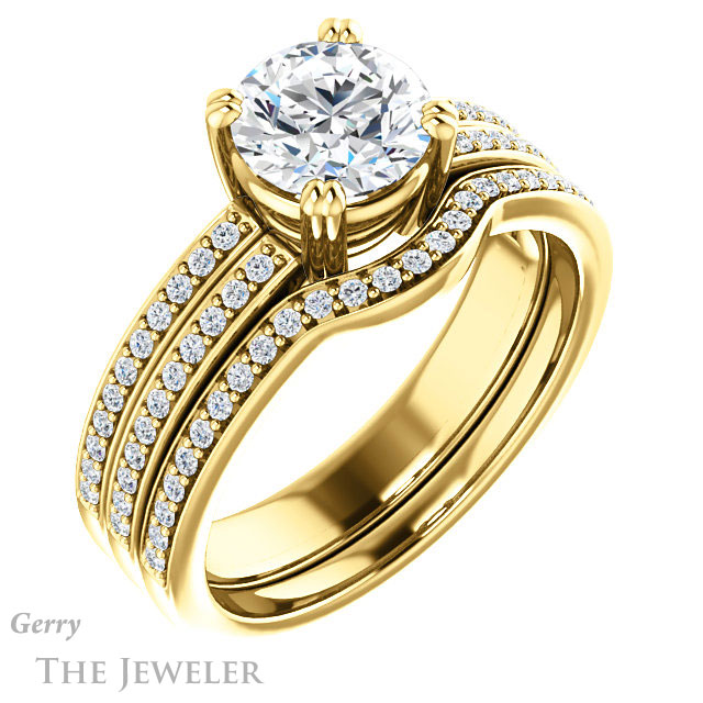 Round Cut Forever One Moissanite Engagement Ring #GTJ1027-round-fo-y