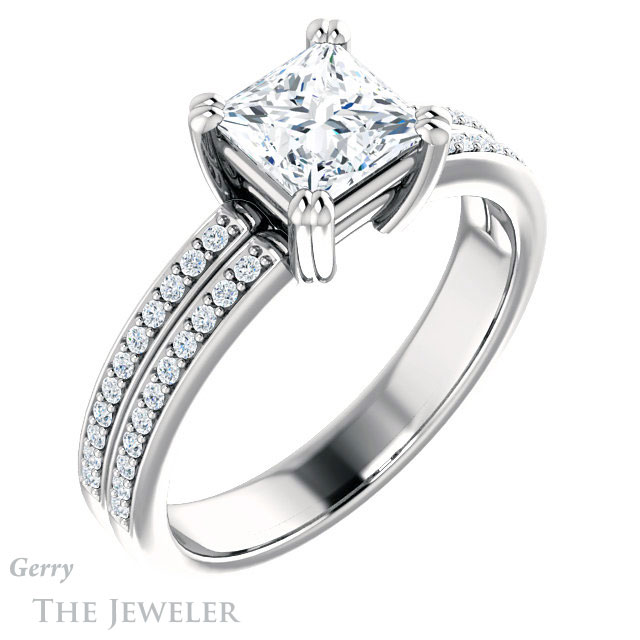 Princess Cut Forever One Moissanite Engagement Ring #GTJ1027-square-fo-w