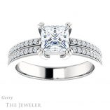 Princess Cut Forever One Moissanite Engagement Ring #GTJ1027-square-fo-w